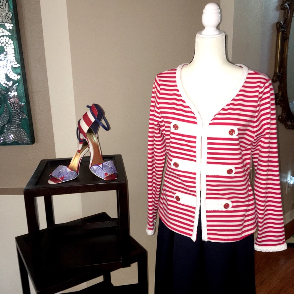 New Nautical Red and White Striped Jacket